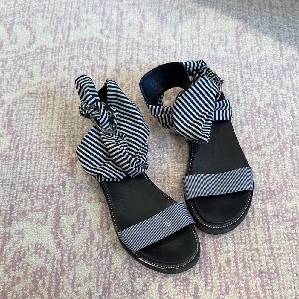 Ceseare Paciotti Striped Black and White Women's Sandals